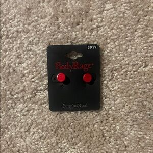 NWT Body Rage Red Faux Plug Earrings